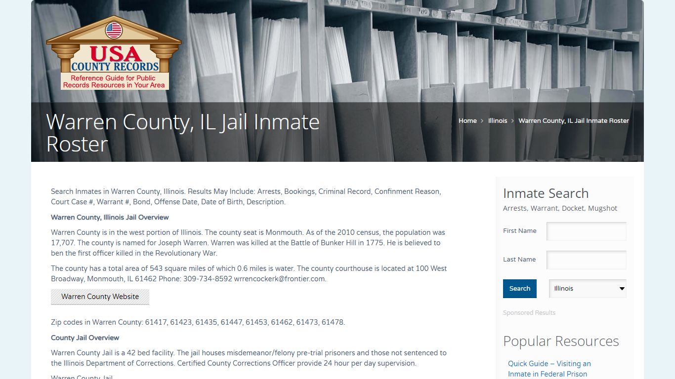 Warren County, IL Jail Inmate Roster | Name Search